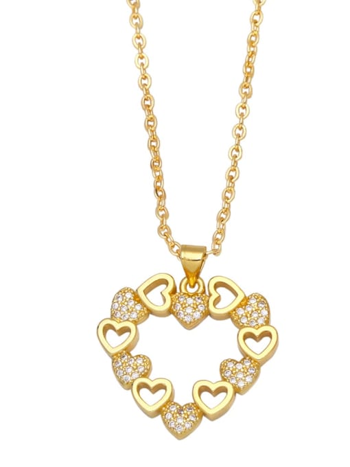 A Brass Cubic Zirconia Letter Vintage  Heart Pendant Necklace