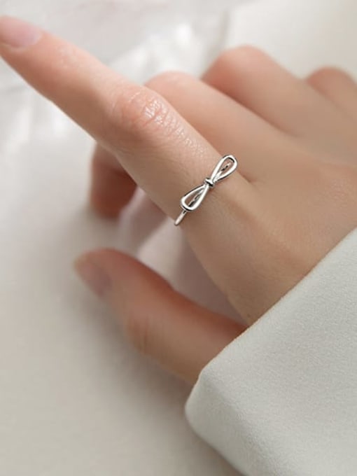 Rosh 925 Sterling Silver Bowknot Minimalist Band Ring 1