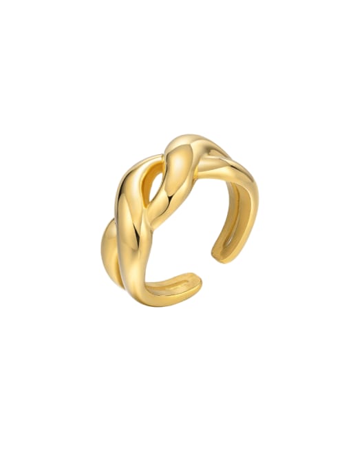 golden Titanium Steel Geometric Hip Hop Stackable Ring