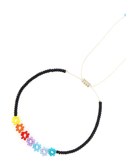 MI B220061A Zinc Alloy Miyuki Millet Bead Multi Color Flower Bohemia Adjustable Bracelet