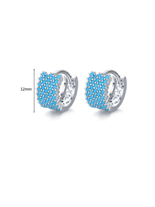 MODN 925 Sterling Silver Turquoise Geometric Classic Huggie Earring 2