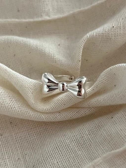 Boomer Cat 925 Sterling Silver Bowknot Minimalist Band Ring 4