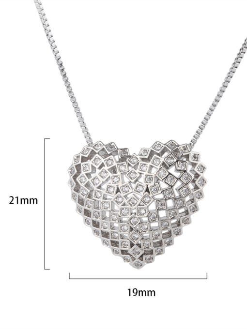ROSS Copper Cubic Zirconia Dainty Hollow Heart  Pendant  Necklace 3