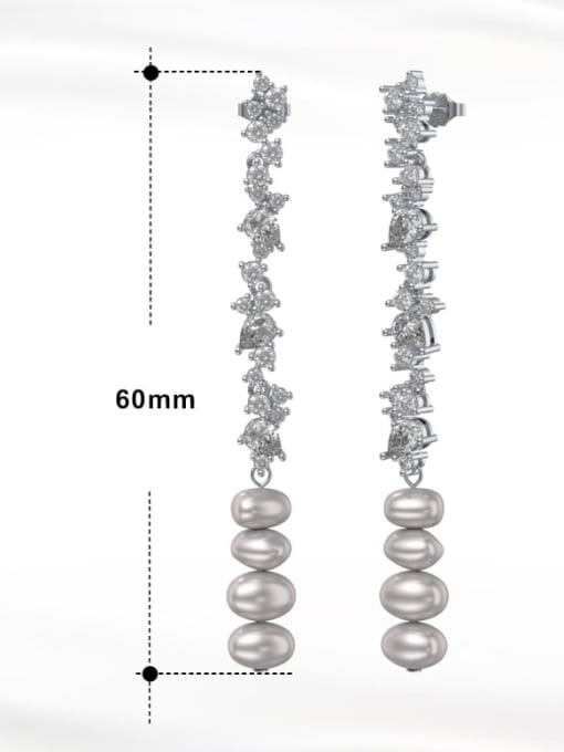 RINNTIN 925 Sterling Silver Imitation Pearl Irregular Tassel Dainty Drop Earring 3