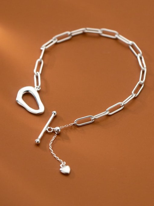 Rosh 925 Sterling Silver Hollow  Geometric Chain Minimalist Link Bracelet 1