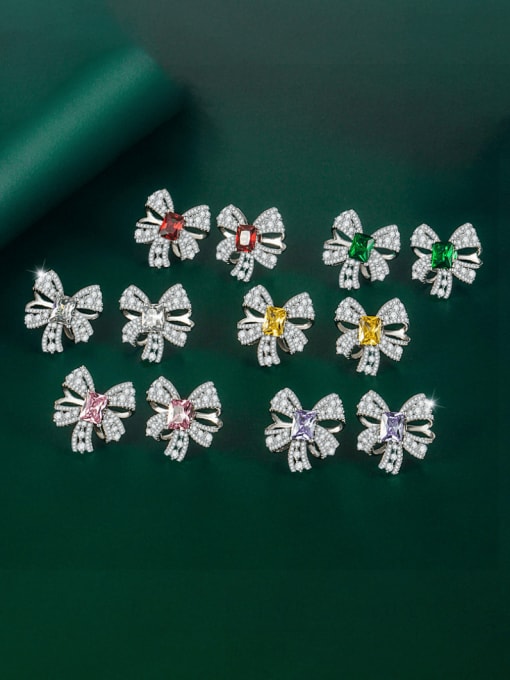 X&S Brass Cubic Zirconia Butterfly Luxury Cluster Earring 0