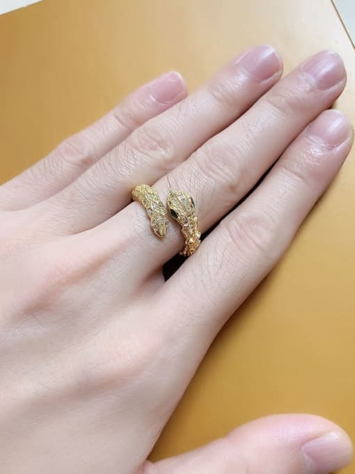 CC Brass Cubic Zirconia Snake Vintage Band Ring 1