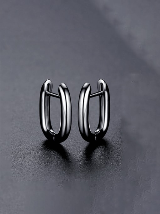 E21030408 Rh Brass U Shape Geometric Minimalist Huggie Earring