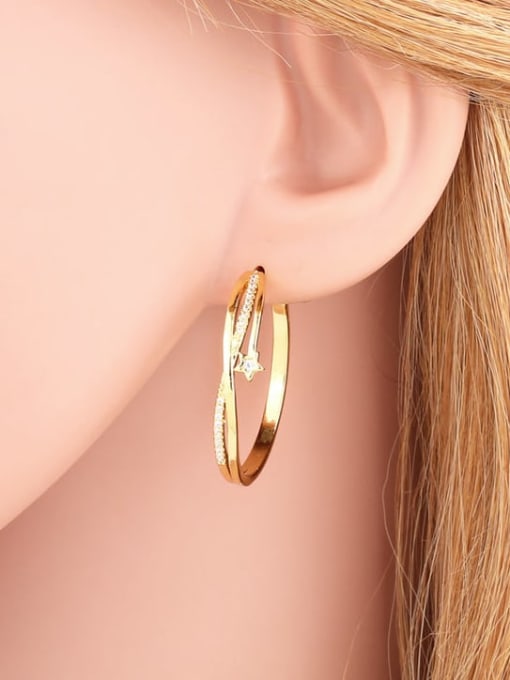 CC Brass Cubic Zirconia Evil Eye Minimalist Huggie Earring 1
