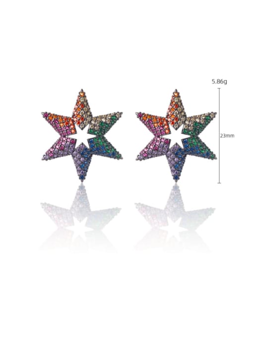 DUDU Brass Cubic Zirconia Star Dainty Cluster Earring 4