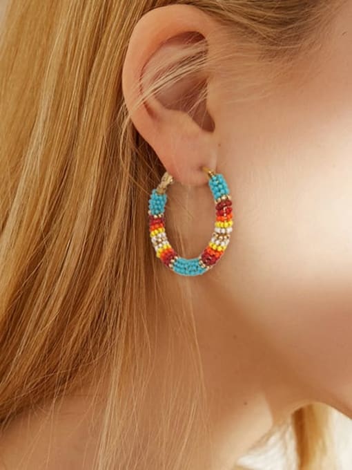 Roxi Zinc Alloy Miyuki Millet Bead Geometric Bohemia Pure handmade Weave Earring 1