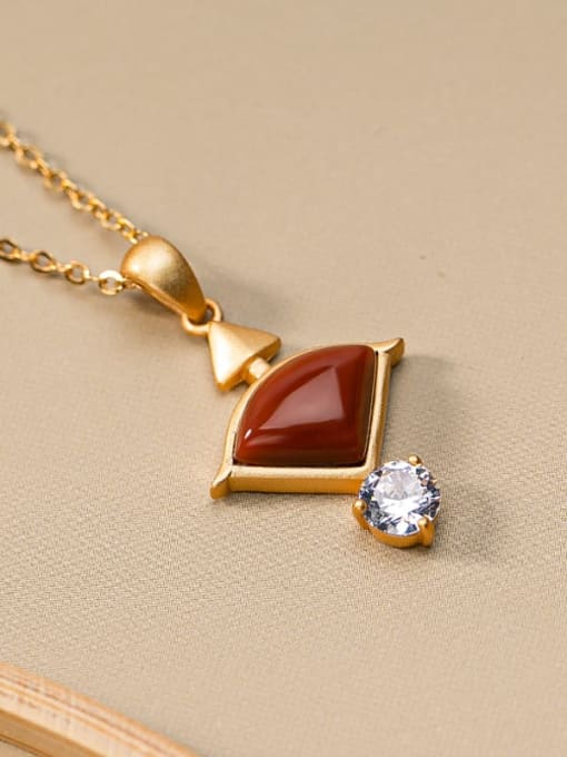 South Red 925 Sterling Silver Carnelian Vintage Triangle  Pendant