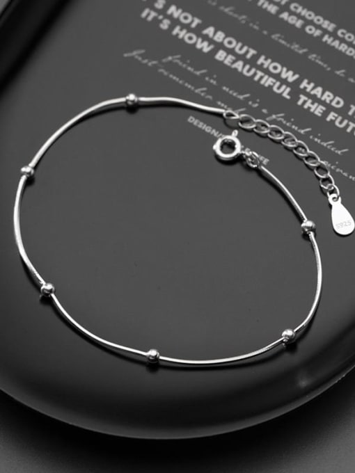 Rosh 925 Sterling Silver Bead Round Minimalist Link Bracelet 1