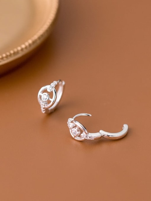 Rosh 925 Sterling Silver Hollow Oval Minimalist Huggie Earring 1