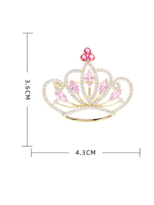 Luxu Brass Cubic Zirconia Crown Statement Brooch 3