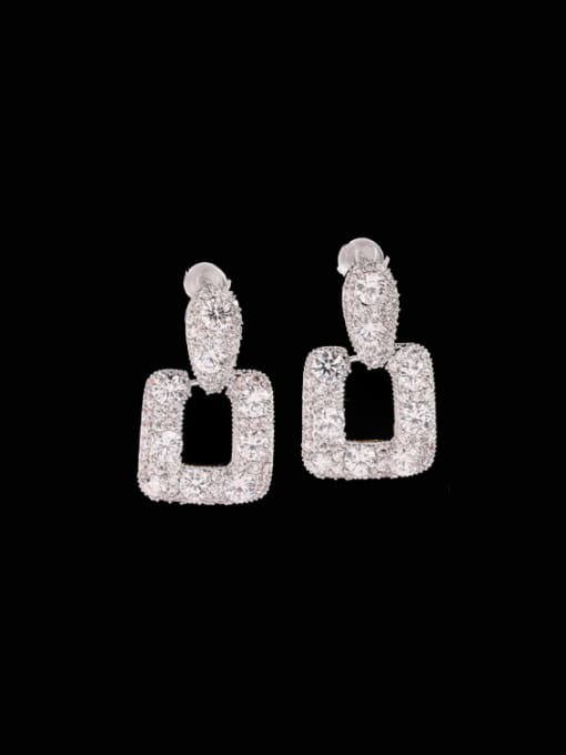 Luxu Brass Cubic Zirconia Geometric Luxury Cluster Earring 1
