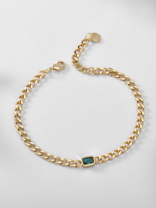 CHARME Brass Glass Stone Geometric Vintage Link Bracelet 2