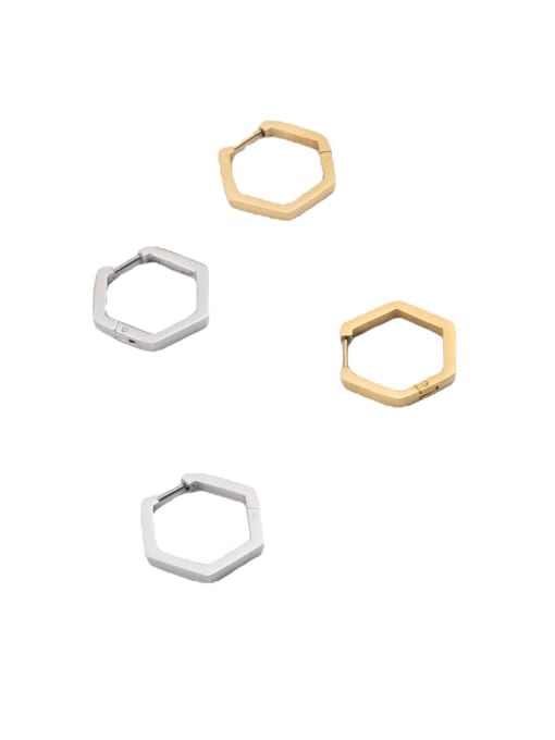 GROSE Titanium Steel Hexagon Minimalist Huggie Earring 4
