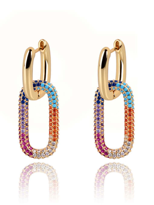 DUDU Brass Cubic Zirconia Geometric Luxury Huggie Earring 0