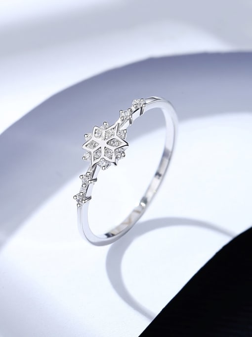CCUI 925 Sterling Silver Cubic Zirconia Flower Dainty Band Ring 2