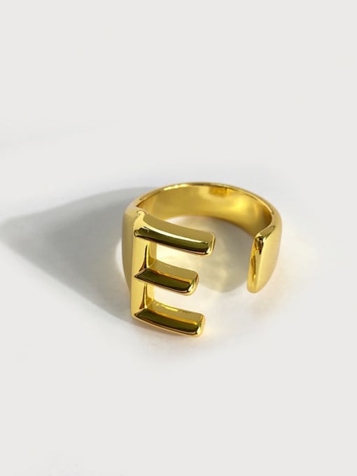 E Letters Copper Letter Minimalist  Free Size Band Ring