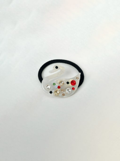 Colorful white hair circle 4.6cm Cellulose Acetate Minimalist Swan Alloy Multi Color Hair Rope