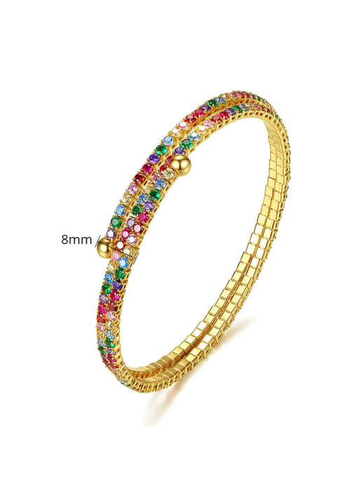 BLING SU Copper Cubic Zirconia Multi Color Round Luxury Bracelet 4