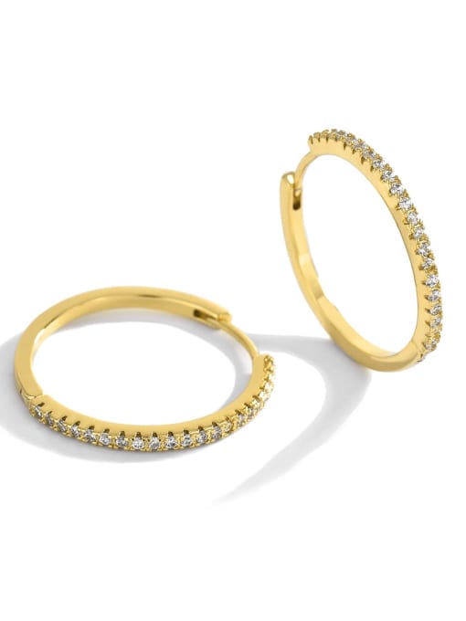 Gold set Zircon Earrings Brass Cubic Zirconia Geometric Minimalist Huggie Earring
