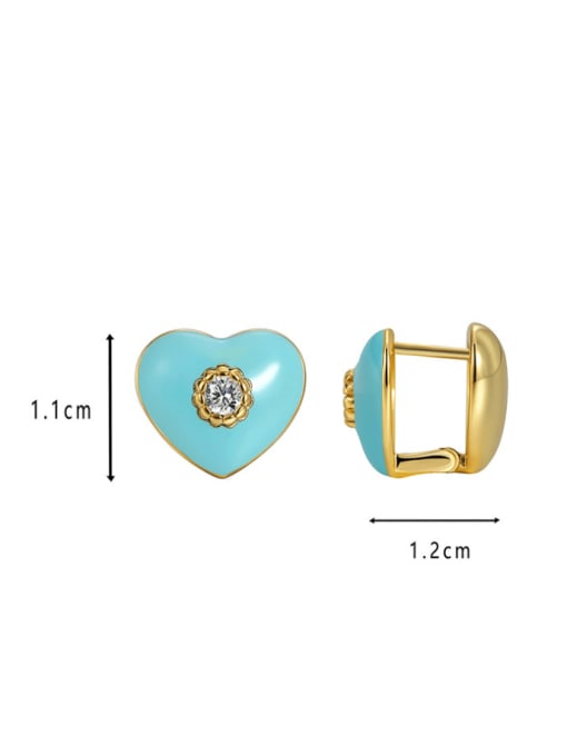 CHARME Brass Enamel Heart Minimalist Huggie Earring 2