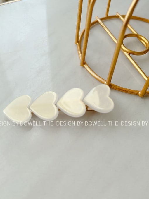 White yellow 6.8cm Cellulose Acetate Trend Heart Alloy Multi Color Jaw Hair Claw