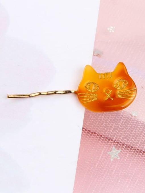 Amber Alloy Cellulose Acetate Cute Cat  Hair Pin
