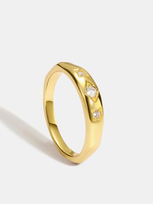 CHARME Brass Cubic Zirconia Geometric Minimalist Band Ring