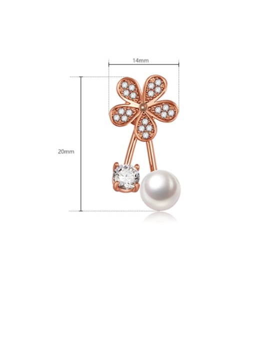 BLING SU Copper Imitation Pearl Flower Minimalist Stud Earring 1