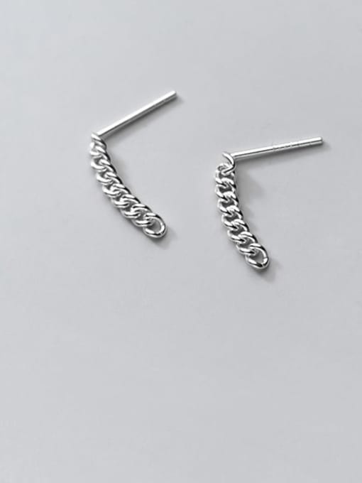 Rosh 925 Sterling Silver Geometric Chain Minimalist Drop Earring 1