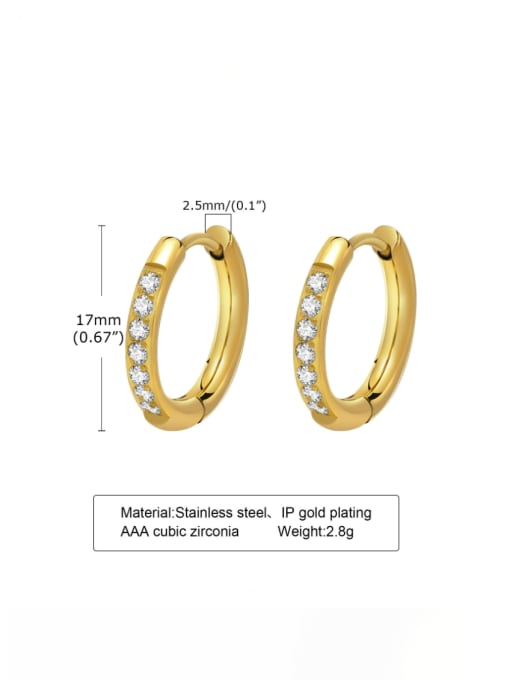 LI MUMU Stainless steel Rhinestone Geometric Minimalist Huggie Earring 2