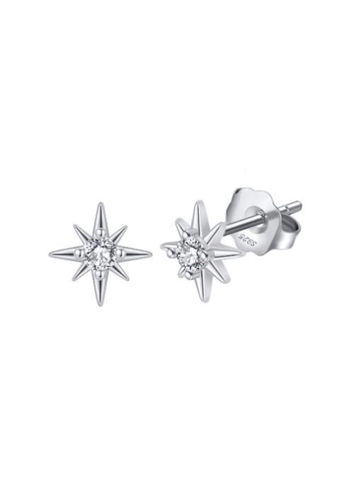 Platinum 0.76g 925 Sterling Silver Cubic Zirconia Star Dainty Stud Earring