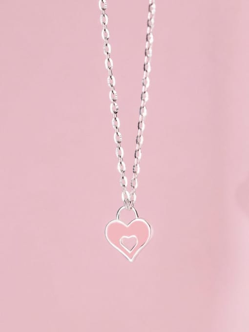 Rosh 925 Sterling Silver Enamel Heart Minimalist Necklace 1