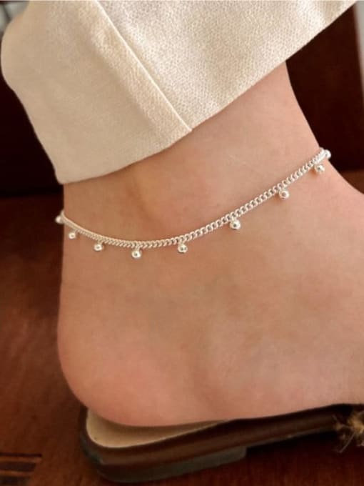 Boomer Cat 925 Sterling Silver Minimalist  Inter  Bead Chain Anklet 2