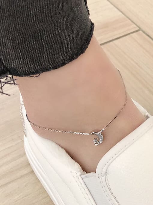 XBOX 925 Sterling Silver Moon Minimalist  Anklet 1
