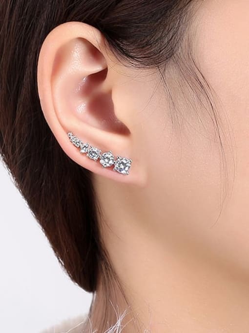 RINNTIN 925 Sterling Silver Cubic Zirconia Geometric Dainty Stud Earring 1