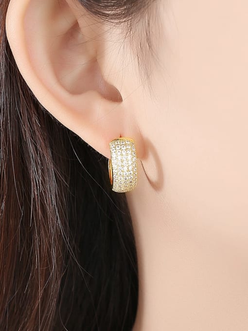 BLING SU Copper Cubic Zirconia Geometric Luxury Stud Earring 1