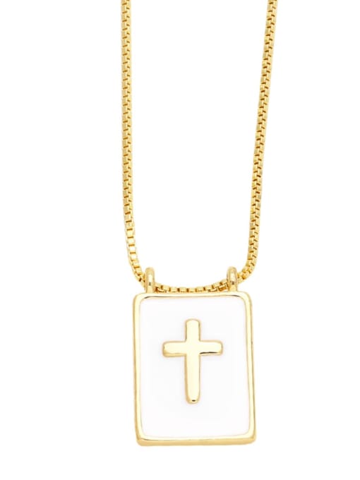 D Brass Enamel Cross Minimalist Necklace
