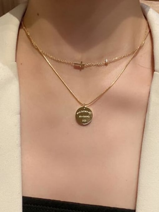 A TEEM Titanium Cross Minimalist Multi Strand Necklace 1