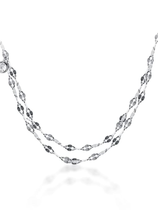Rosh 925 Sterling Silver Minimalist Multi  Chain Strand Necklace 0