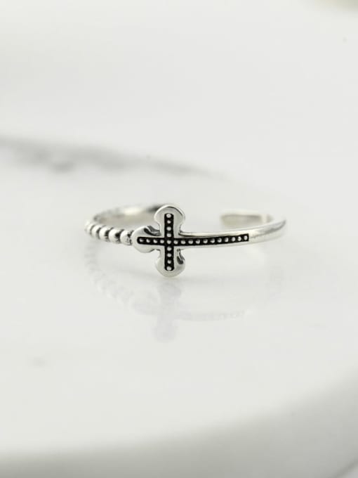 XBOX 925 Sterling Silver Cross Vintage Band Ring 1