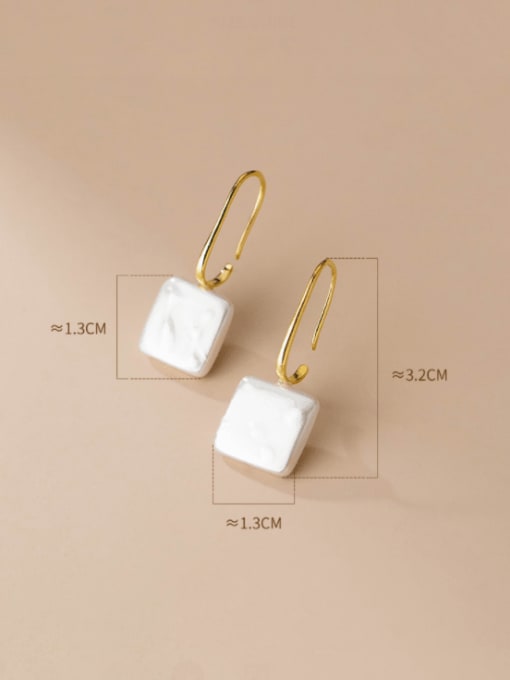 Rosh 925 Sterling Silver Acrylic Square Minimalist Hook Earring 2