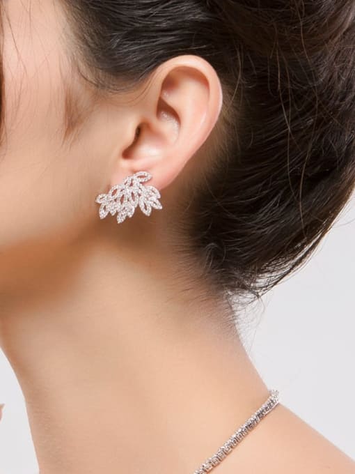 BLING SU Copper Cubic Zirconia Flower Luxury Stud Earring 3