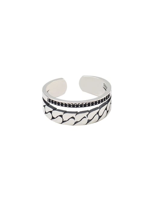 XBOX 925 Sterling Silver Rhinestone Geometric Vintage Stackable Ring