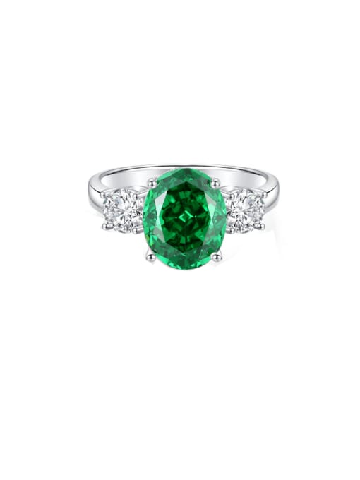 FDJZ 062 Emerald 925 Sterling Silver High Carbon Diamond Geometric Luxury Band Ring