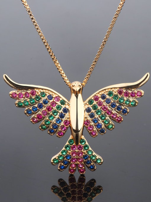 ROSS Copper Cubic Zirconia Multi Color Bird Luxury Necklace 2